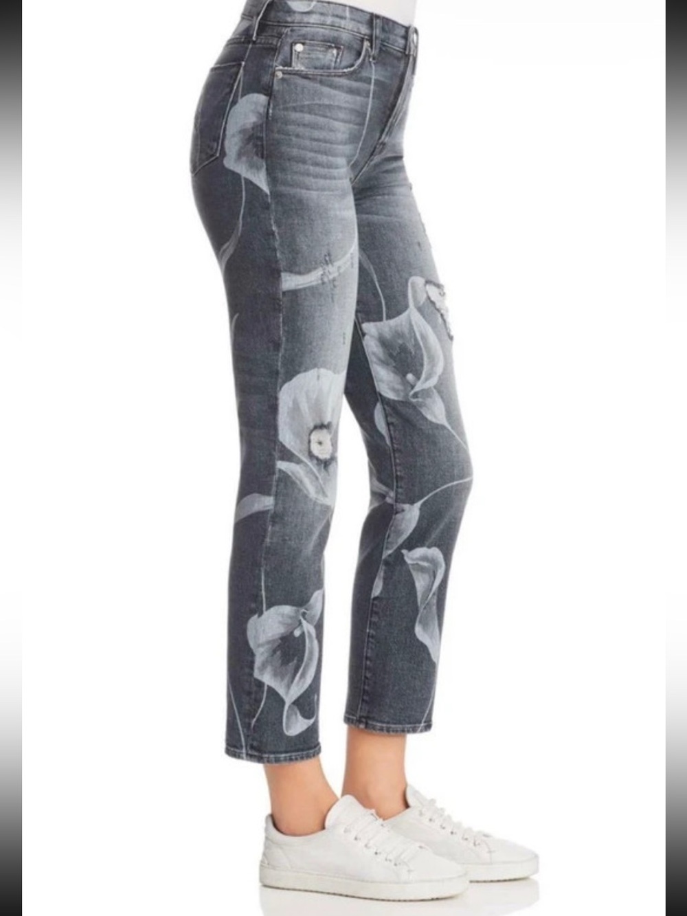 Hudson Jeans Gray Floral Cropped Ankle Jeans - Picture 3 of 6